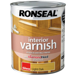 Ronseal 39431 Interior Varnish Quick Dry Gloss Light Oak Gloss 750ml