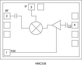GaAs MMIC Sub Harmonic Mixer Chip, 26 - 33 GHz