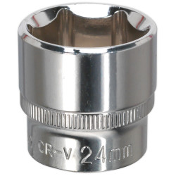 Sealey SP3824 Walldrive® Socket 24mm 3/8"sq Drive Fully Polished