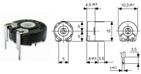 Potencjometr Piher PT10LH 1Mohm leżący