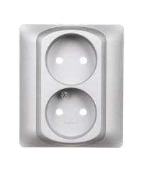 SISTENA LIFE Plakietka gniazda podwójnego metalic 771332