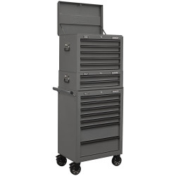 Sealey APSTACKTGR Superline PRO Topchest, Mid-Box Tool Chest &amp; Rollcab - Grey
