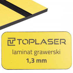 Laminat grawerski 1,3mm żółto/czarny 807 formatka 600x300mm 60x30cm do obróbki laserowej