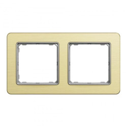 Ramka 2-krotna, szczotkowane złoto, efekt metalu, Sedna Elements SDD371802