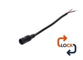 Gniazdo DC 5.5x2.1 przewód czarny 15cm 22awg z blokadą