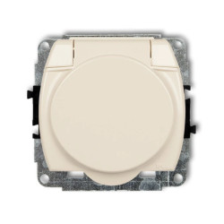 TREND Gniazdo bryzgoszczelne z/u SCHUKO (klapka beżowa) beżowy 1GPB-1sp