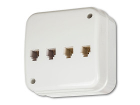 LIZA Gniazdo natynkowe telefoniczne 4 poczwórne 4xRJ11 biały GNT-4 KARLIK