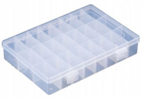 Pudełko na elementy 24 przegródek; 19,5x13x3,6cm