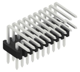 Pin header, 20 pole, pitch 1.27 mm, angled, black, 10061791