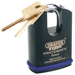Draper Expert 64197 50mm Heavy Duty Stainless Steel Padlock &amp; 2 Keys