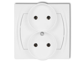 LOGO Gniazdo podwójne do ramki poziomej bez uziemienia (bez przesłon torów prądowych) biały LGPR-2 KARLIK