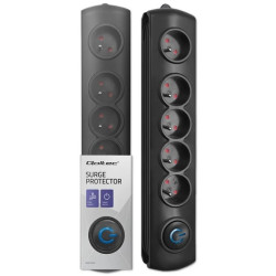 Qoltec Listwa zasilająca antyprzepięciowa 5 gniazd 1.8m Czarna