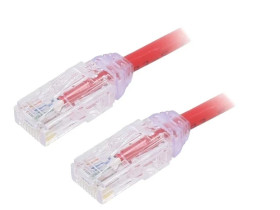 UTP28X0.5MRD Patch cord TX6A-28™,U/UTP 6a drut Cu LSZH czerwony 0,5m