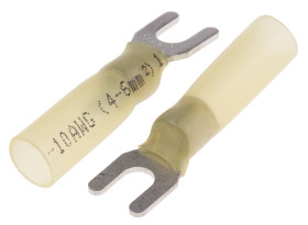 Konektor zaciskowy płaski Izolowane, M4.3 (#6), Żółty 10AWG 6mm² 12AWG 4mm² RS PRO Bez osłony