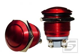 Przycisk wandaloodporny PW19WR;250V 2A;czerwony;19mm;wypukły;chwilowy