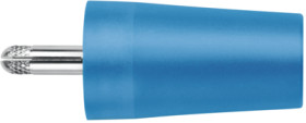Screw-clamping adapter, 4 mm plug, spreadable to 4 mm socket, blue, CAT II, SURB 2112 NI / BL