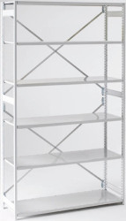 System półek, kolor Szary, 6-poziomowy, materiał: Stal, 1850mm x 1000mm, 450mm, RS PRO