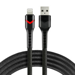 Kabel przewód pleciony USB - Lightning RGB LED everActive CBB-1IBR 100cm z obsługą szybkiego ładowania do 2,4A czarny