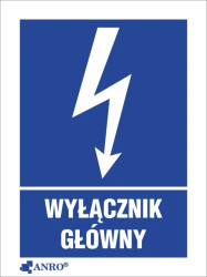 Samoprzylepna tabliczka ostrzegawcza /Wyłącznik główny 52x74/ 1EIA/Q1/F