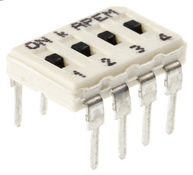 Przełącznik DIP 4-pozycyjny SPST THT 100 mA przy 24 V DC -40 → +100°C