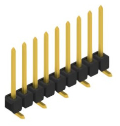 Pin header, 9 pole, pitch 2.54 mm, angled, black, 10047734