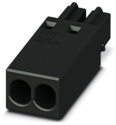 Socket header, 2 pole, pitch 2.54 mm, straight, black, 1012266