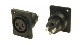 Złącze XLR 3 -pinowe Montaż na panelu XLR Żeński Czarny