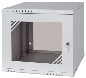 Szafa wisząca RACK 19 9U 450mm drzwi szklane szara PRO