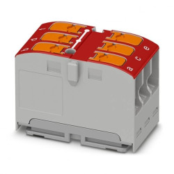 Blok rozdzielczy PTVFIX 6X2,5 RD, czerwone złącze przemysłowe - 6 punktów przyłączeniowych o przekroju 2,5mm2 /10szt./