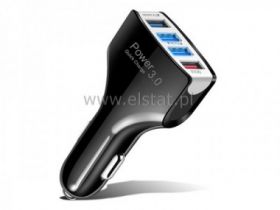 Ładowarka sam. 3.0 czarna; 4x USB; 7A; szybka