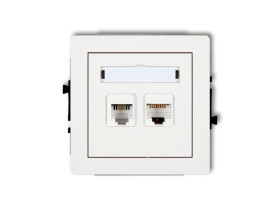 DECO Gniazdo telefoniczne 1xRJ11 + gniazdo komputerowe 1xRJ45 kat.5e 8-stykowy beznarzędziowe biały DGTK KARLIK