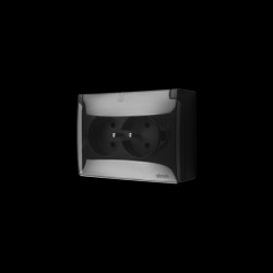 Gniazdo podwójne z/u czarny mat IP44 ACGZ2/49A Simon Aquaclick Kontakt-Simon