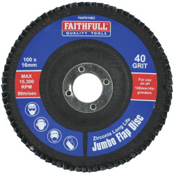 Faithfull FAIFD100C Abrasive Jumbo Flap Disc 100mm Coarse