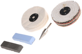 Zestaw polerski, masa: 2x 114g, średnica: 4cal, Trzpień, Buff polerujący, środek polerski