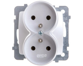 KARO Gniazdo podwójne z/u srebrny perłowy GP-2SRZ/m/43