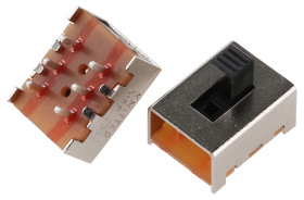 Przełącznik suwakowy, DPST, montaż PCB, 30V, 350 mA przy 30 V DC, -20 → +85°C, KNITTER-SWITCH