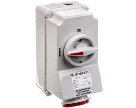 Gniazdo naścienne z rozłącznikiem 16A 5P 6h 400V czerwone IP44 5103A MEN5103A