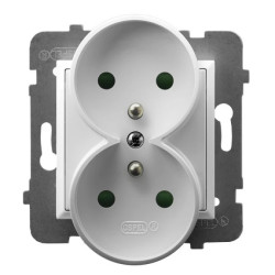 ARIA Gniazdo podwójne z/u z przesłonami torów prądowych biały GP-2URZP/m/00