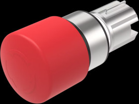 Mushroom pushbutton, rotary release, unlit, latching, waistband round, red, front ring silver, mounting Ø 22.3 mm, 45-2C36.2820.