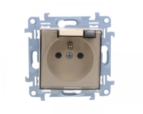 Simon 10 Gniazdo pojedyncze IP44 z uszczelką klapka w kolorze transparentnym kremowy 16A, szybkozłącza, CGZ1BC.01/41A