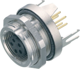 Panel socket, 3 pole, THT, screw locking, straight, 09 0408 30 03