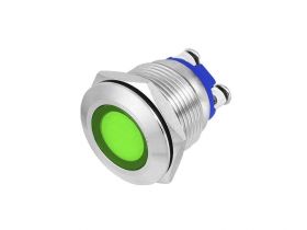 Kontrolka LED 18mm 12V metal zielona