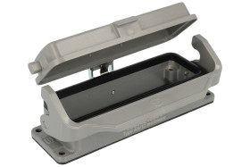 Obudowa złącza; Han B; 09300240304; 24B; metal; proste; na panel; z pokrywą; z 1 klamrą; niska konstrukcja; szary; IP65; Harting