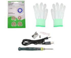 Zestaw Lutownica ZD-20U USB SMD 8W + Plecionka taśma rozlutownicza + Rękawiczki ESD