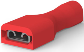 Insulated flat plug sleeve, 4.75 x 0.51 mm, 0.32 to 0.82 mm², AWG 22 to 18, brass, tin-plated, red, 2-520181-2