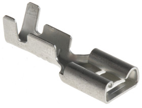 Konektor płaski Żeński 6.35 x 0.8mm 1,5 → 2,5 mm², 16 → 14 AWG długość 19mm Izolacja: Nieizolowane Cyna