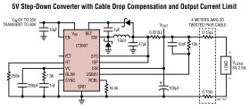 USB 5V, 2.5A Output, 35V Input Buck with Cable Drop Compensation