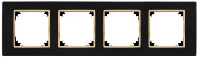 SANTRA ramka czterokrotna IP20 czarny/złoty 4174-47