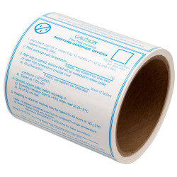 Antistat 055-0056 Moisture Label Blue &amp; White 100 x 100mm Roll Of 100