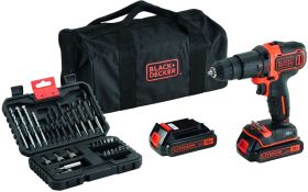Wiertarko-wkrętarka akumulatorowa Black&amp;Decker 18V + akcesoria z torbą